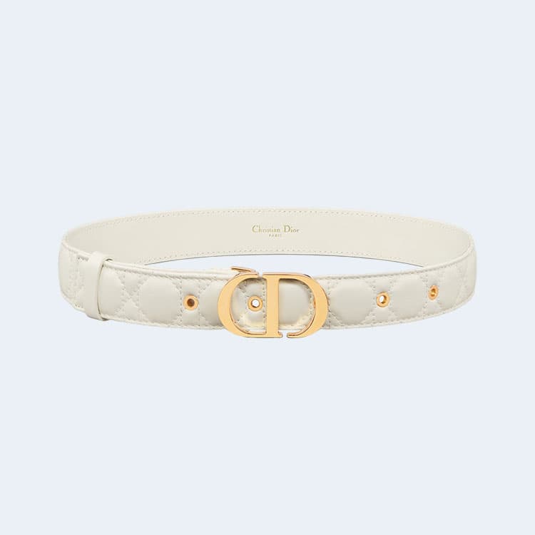 디올 30 몽테뉴 스티칭 벨트 화이트 30mm